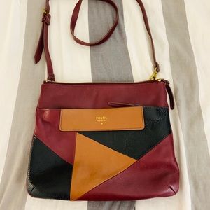 Fossil Crossbody Purse; Burgundy, Tan, Black Geo